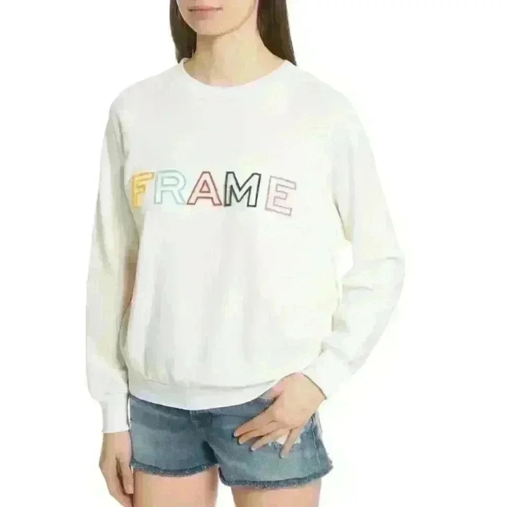 FRAME Embroidered Logo Raglan Pullover Sweatshirt - Picture 6 of 16